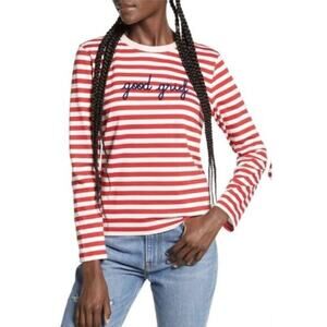 Maison Labiche Paris Peanuts Good Grief Shirt Red White Striped Size Small